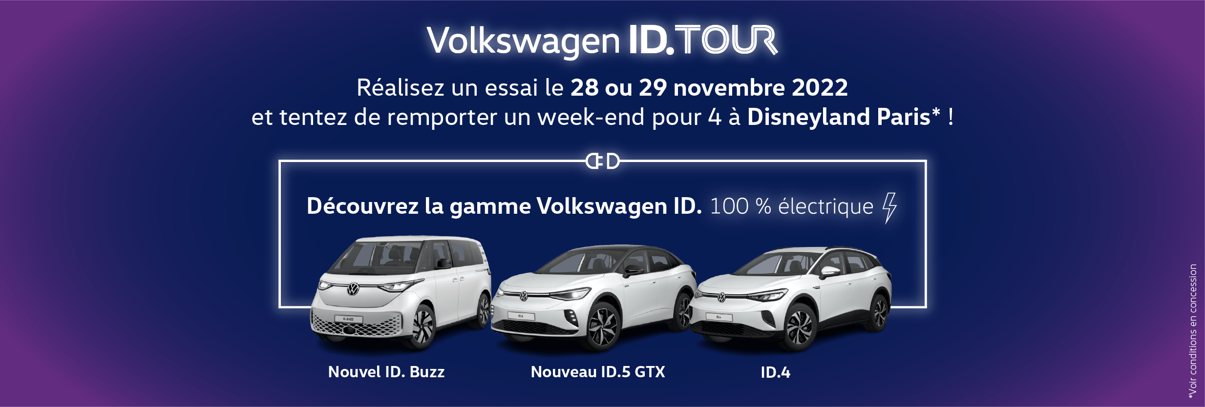 Volkswagen Dunkerque AUTO-EXPO - Tentez de gagner un séjour à Disneyland pour 4 personnes avec l'ID Tour ! 